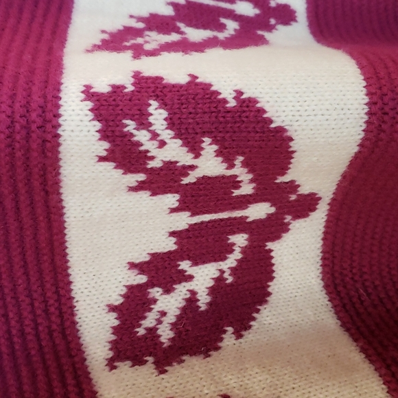 Vtg 90s Fashion Formulas Knit Purple Plum White Sweater Stripe, Leaf Design, Sm - Picture 3 of 14